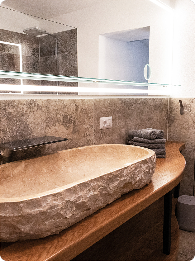 Warm-toned bathroom interior